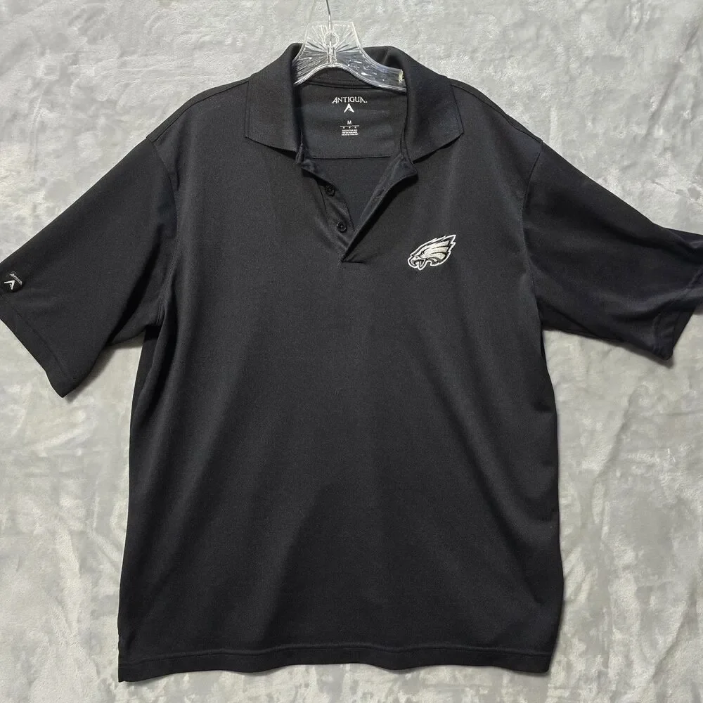 Antigua Philadelphia Eagles Golf Polo Shirt Mens Black Med NFL Football